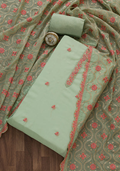 Mehndi Green Full Suit With Baby Pink Georgette Chiffon Dupatta - Aman  Sandhu Boutique